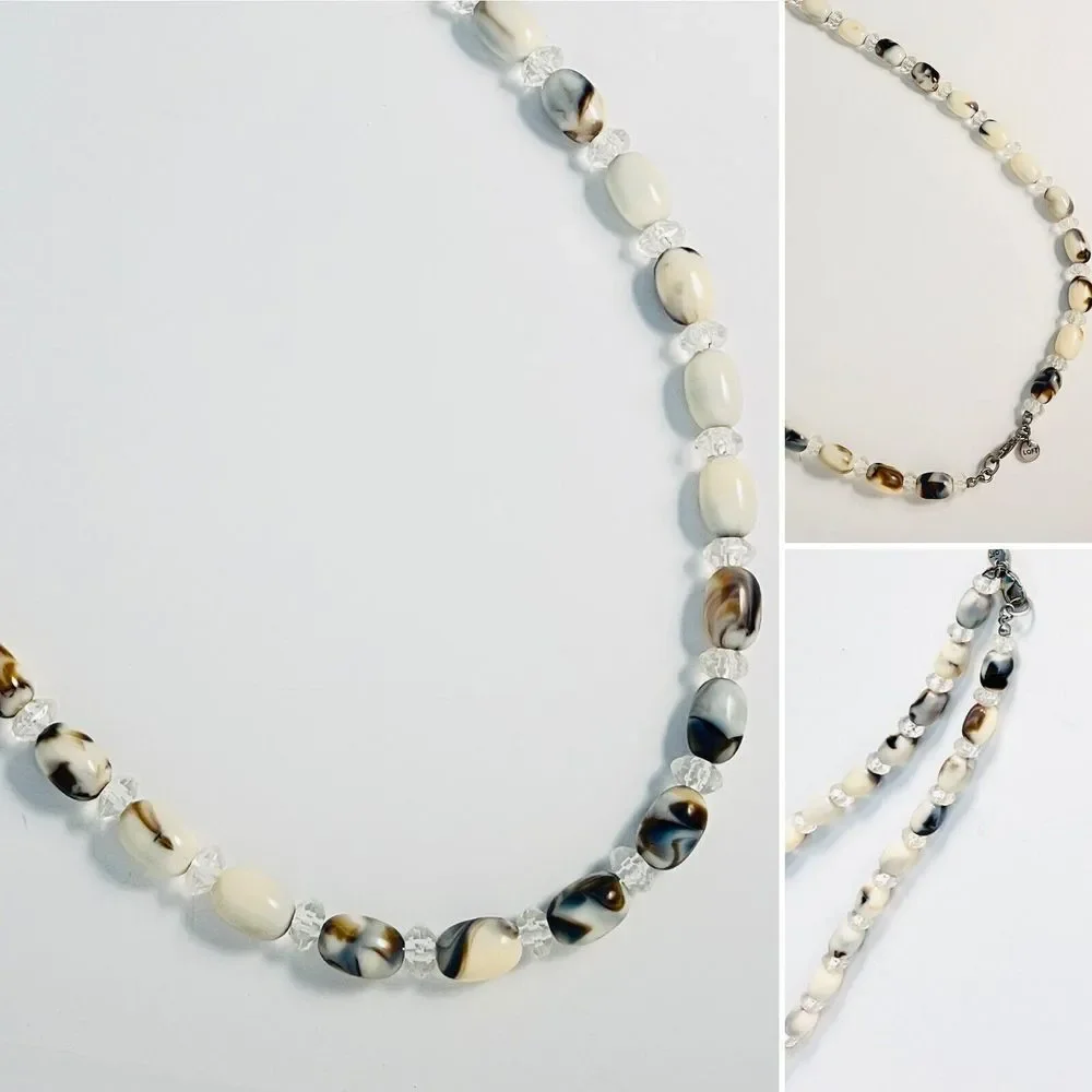 Lot Of 3 Ann Taylor Loft Long Necklace‎ Gray White Green Purple Orange
